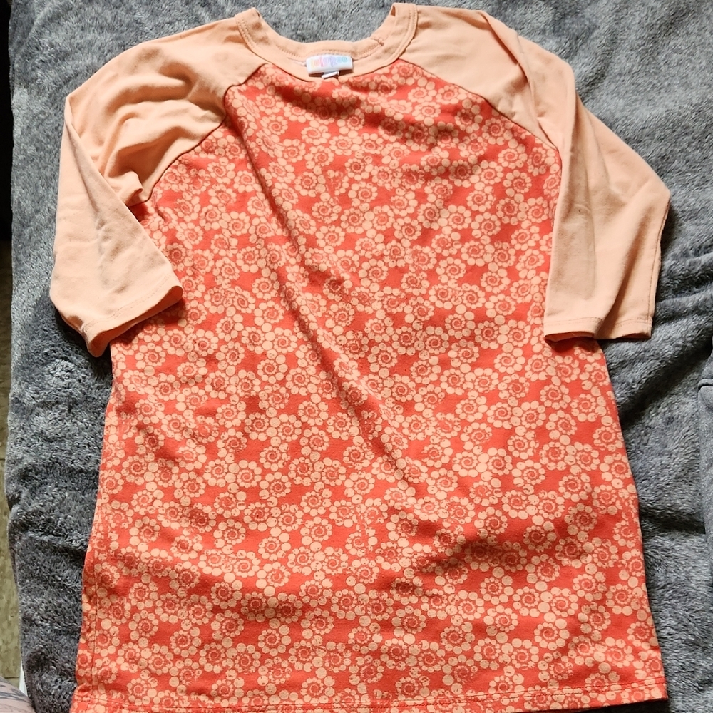 LuLaRoe Kids Long Sleeve Floral Orange Shirt